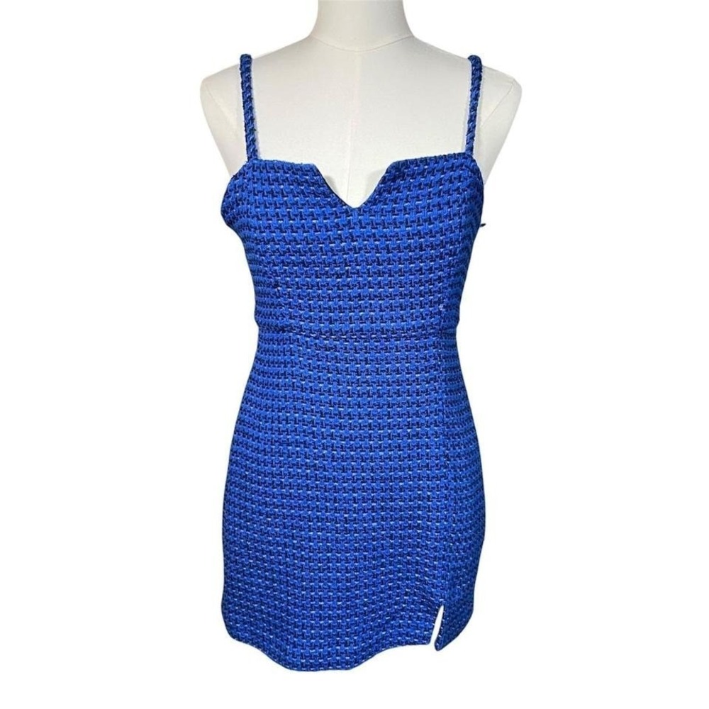 Zara Blue Tweed Mini Dress – Women's Size M – NWT